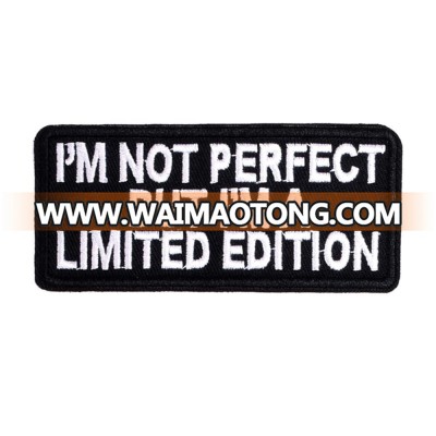 Not Perfect Bike Various Letters Iron On Embroidered Clothes Patches For Clothing Stickers Garment Wholesale PE002-1