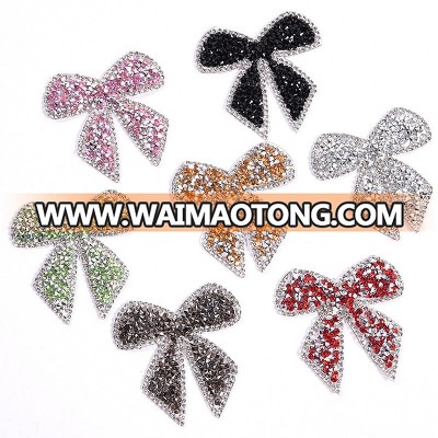 Crystal Handmade Rhinestone beaded love bow tie Patches Iron Sew on sequined patch for clothing beading Applique PE005